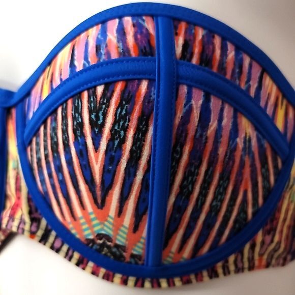 Coral Tropics Strapless Bikini Top Size Large - Picture 2 of 4